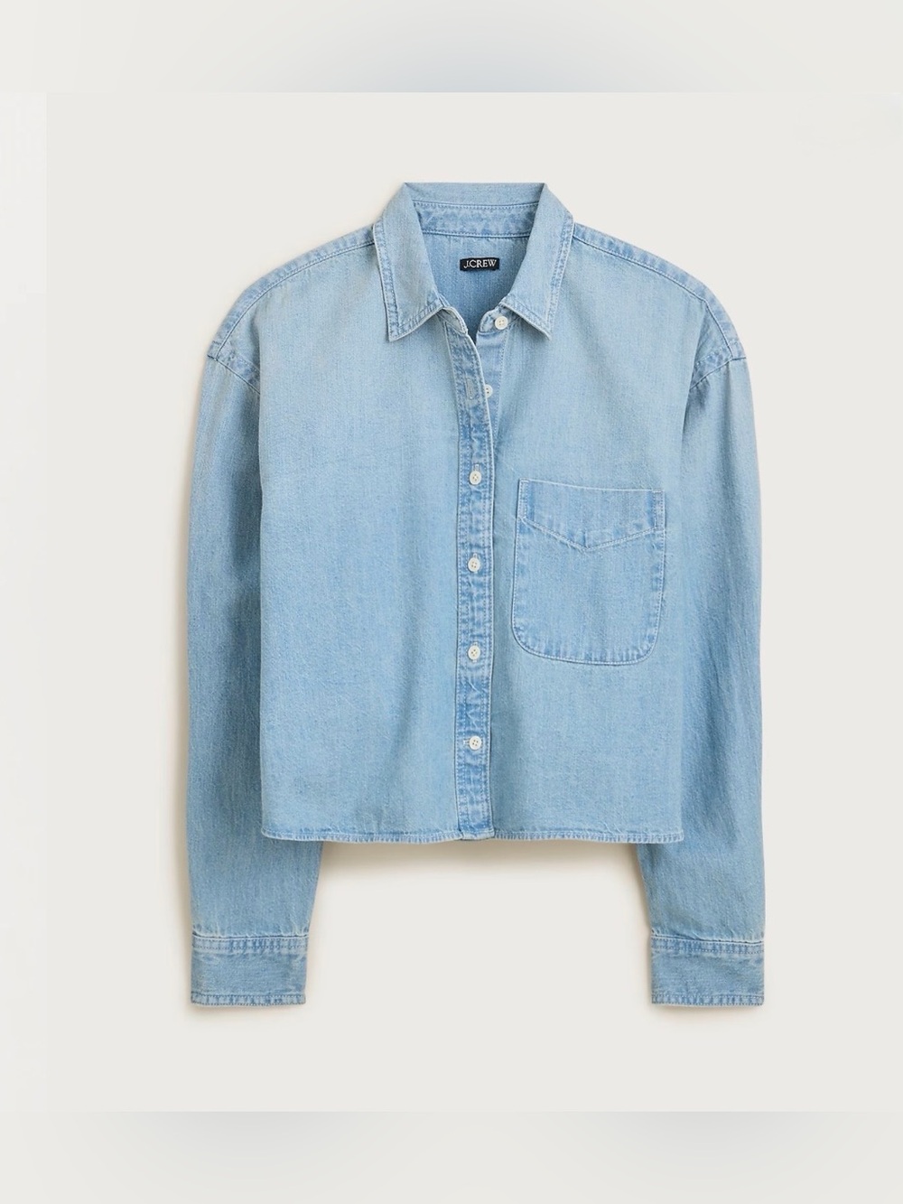 J.Crew.Women’s Étienne cropped button-up shirt in chambray.Cropped denim.S. NWT.
